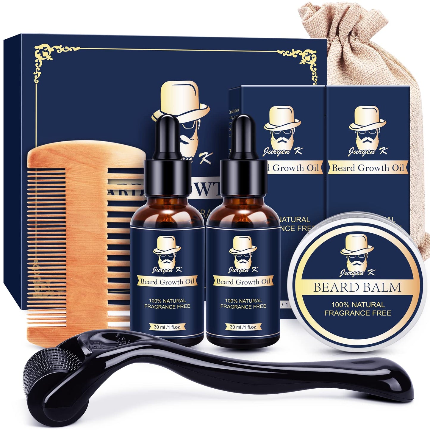 Jurgen K Men's Beard Enhancement Kit with Growth Oils & Balm