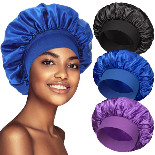 Satin Silk Sleep Caps — 3-Pack
